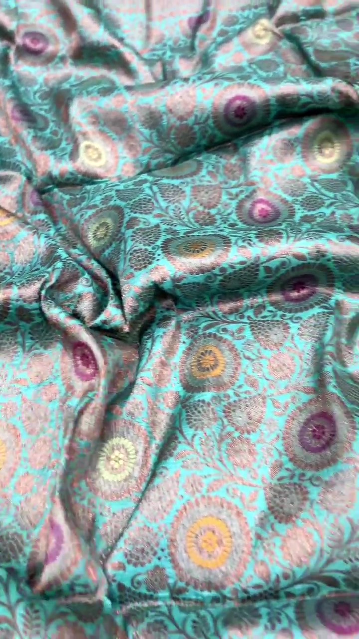 Sea Green Banarasi Handloom Katan Silk Meenakari Saree